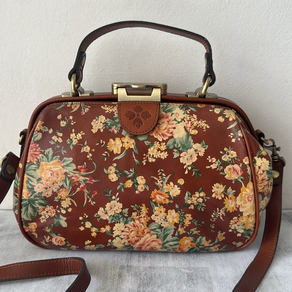 Patricia Nash Gracchi Frame Leather Botanical Vintage Garden Handbag Xbody - Picture 1 of 10